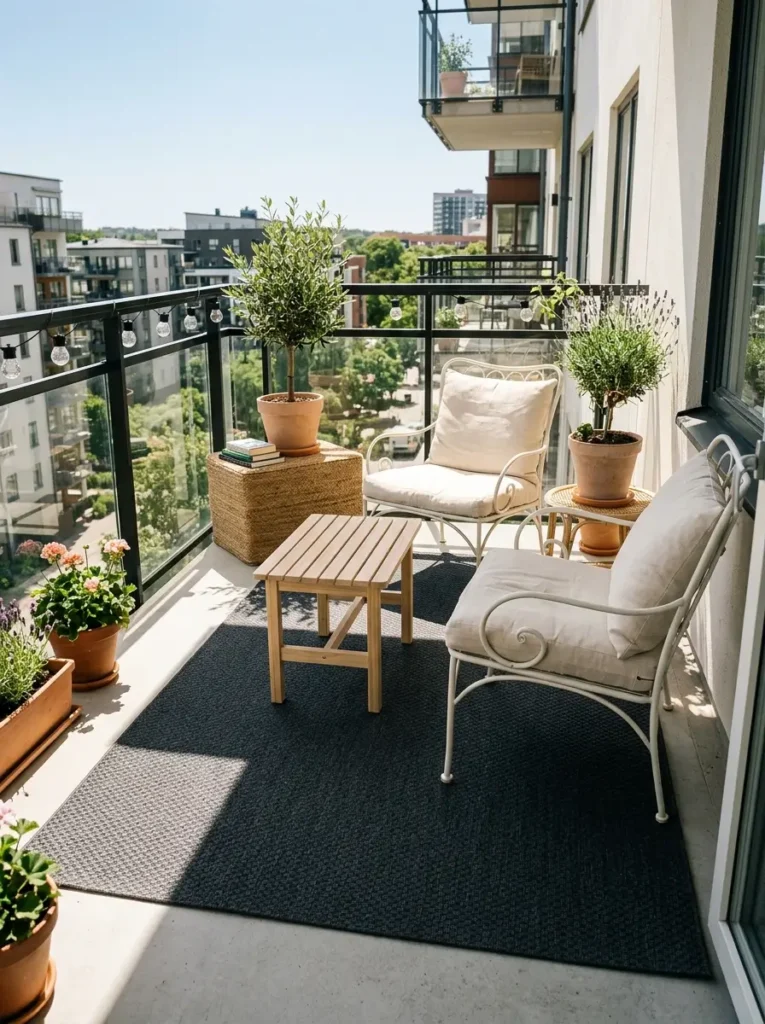 Use a Dark Rug to Ground Light Furniture