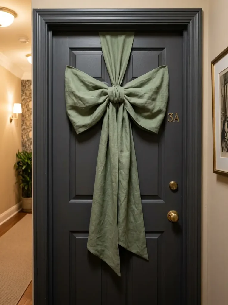 Use a removable door knocker cover or charm