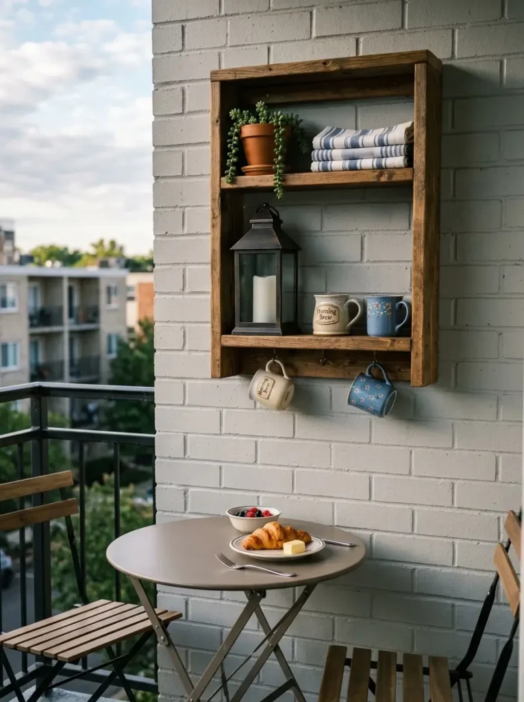Use a wall shelf for cups and small decor