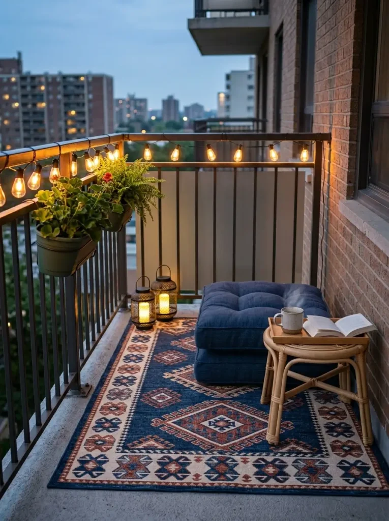 Use an Outdoor Rug to Create a Mini Lounge