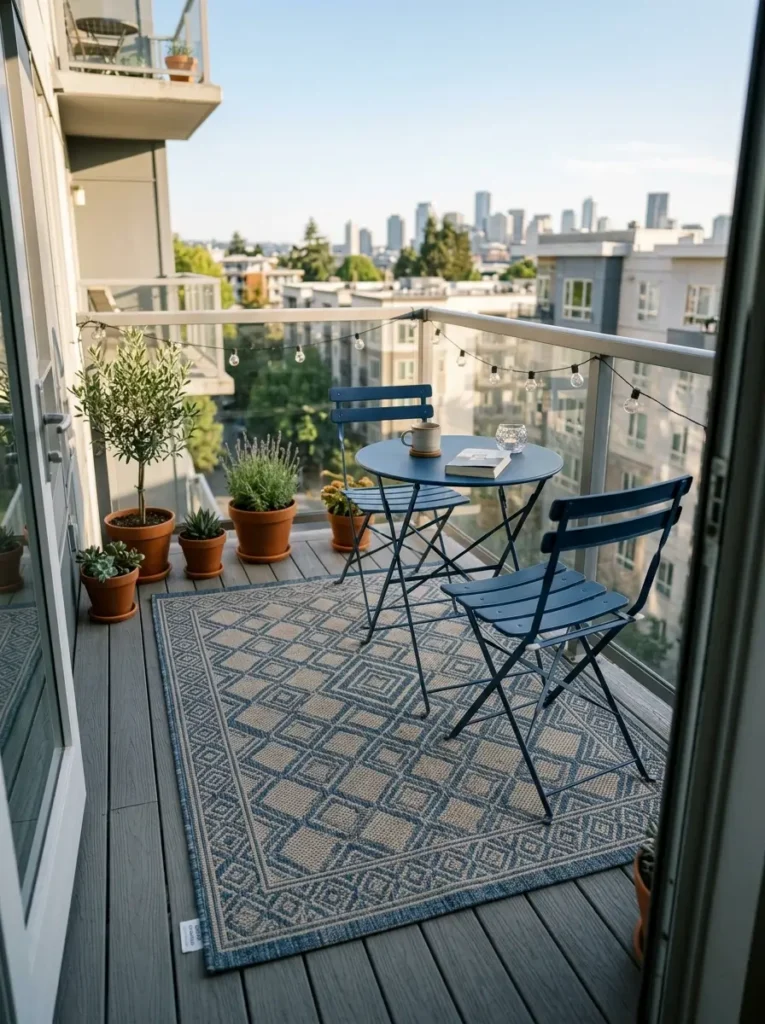 Use an Outdoor Rug to Define the Garden Area