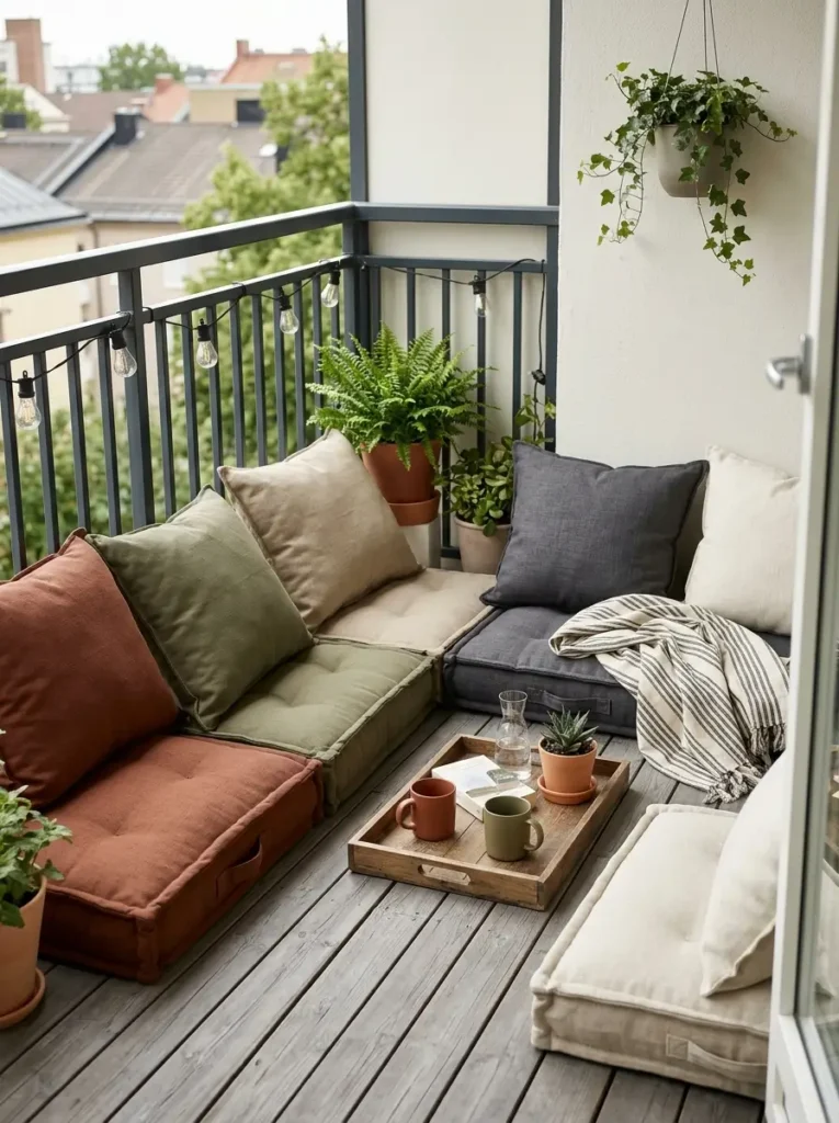 Use floor cushions for a relaxed sunset corner