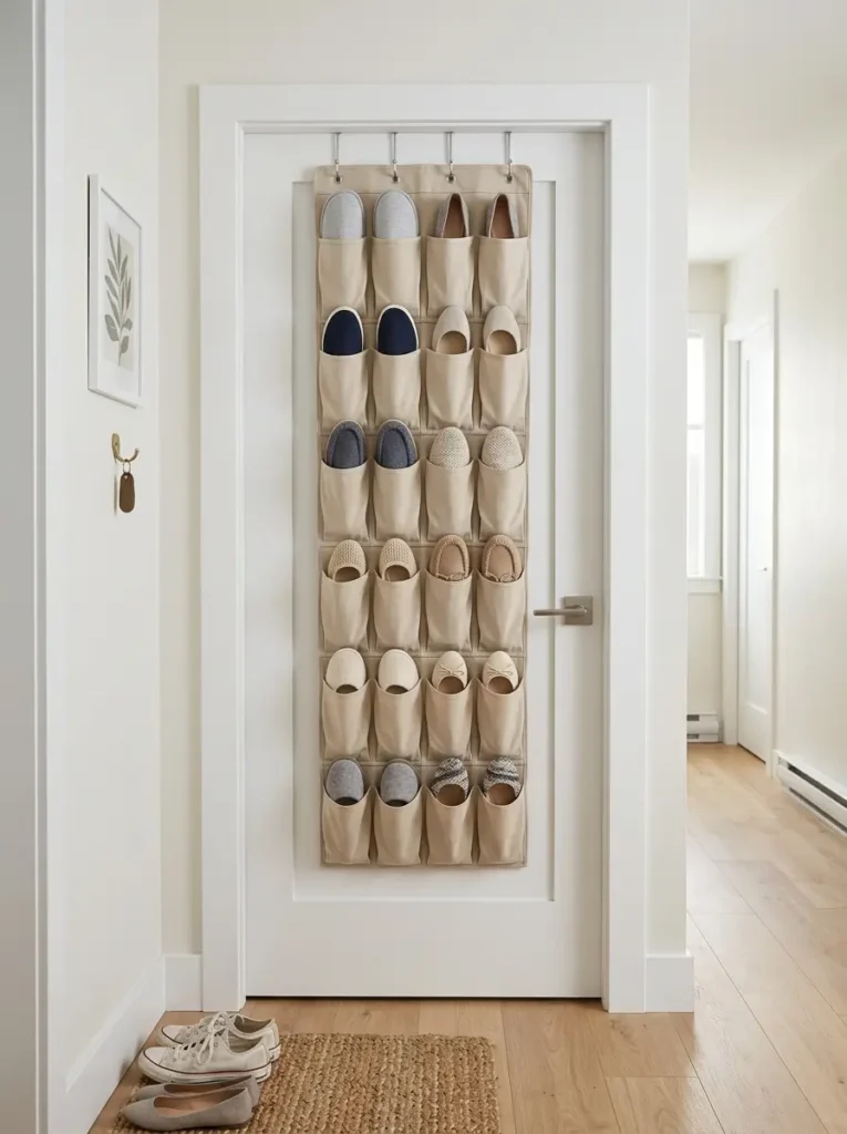 Use over-the-door shoe storage carefully