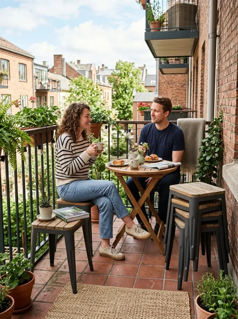 Use stackable stools for guests