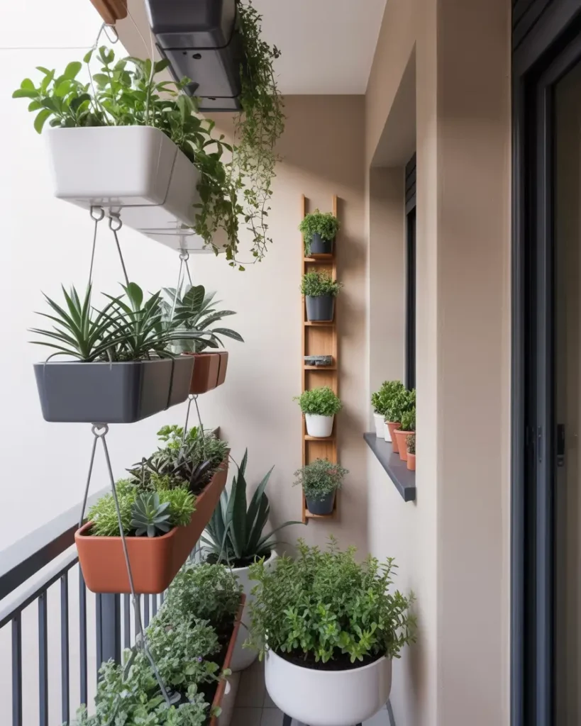 Use vertical wall or railing decor