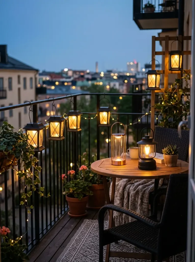 Use warm white lanterns for evening comfort