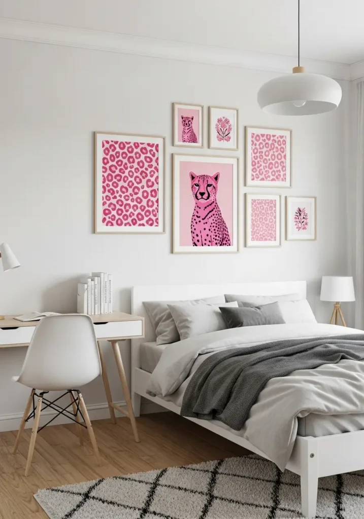 Wall Art Prints with Pink Cheetah