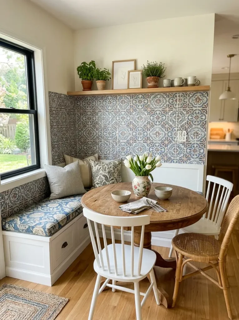 Add Peel Stick Tile Around a Kitchen Nook