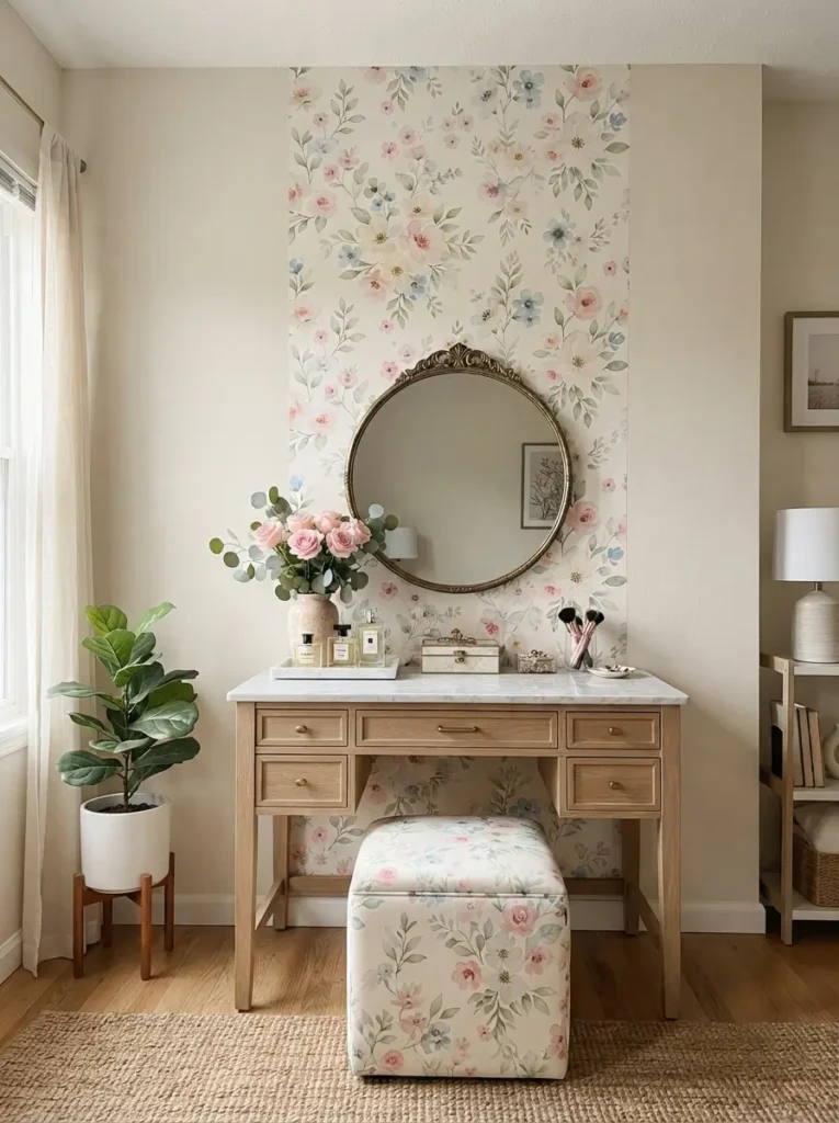 Add Peel and Stick Wallpaper Behind the Vanity
