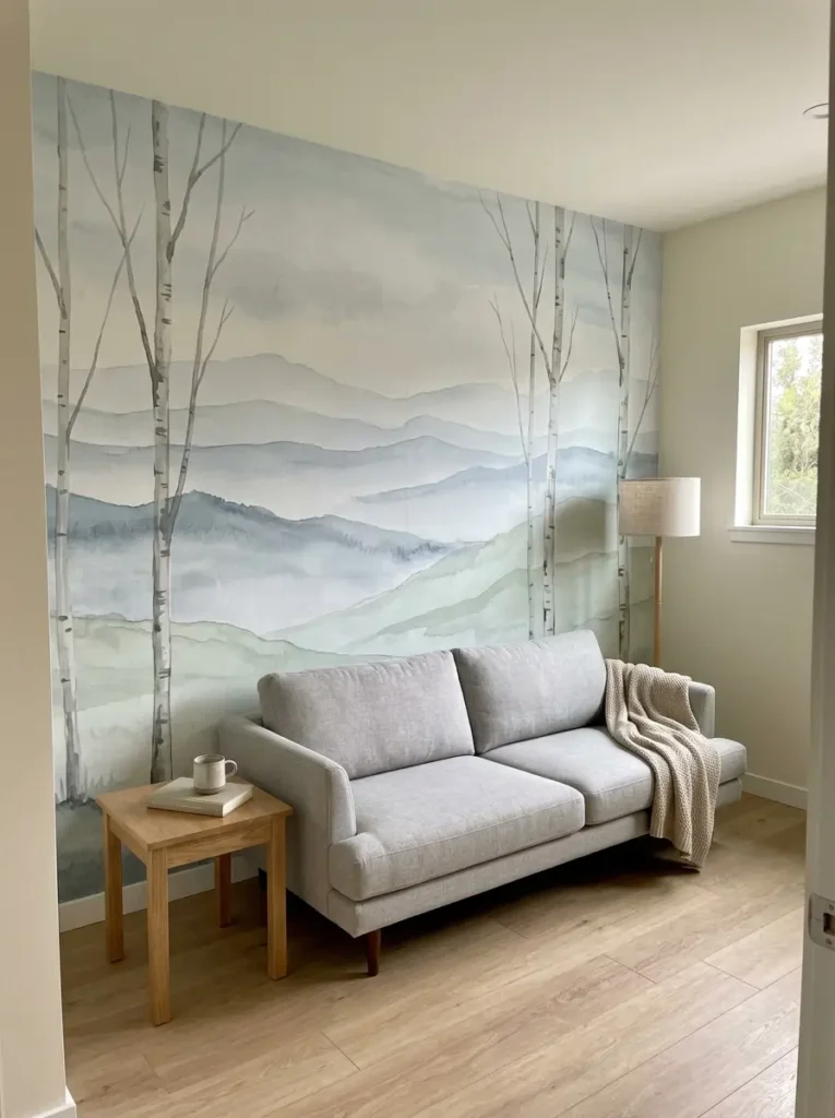 Add Removable Mural Wallpaper on One Wall
