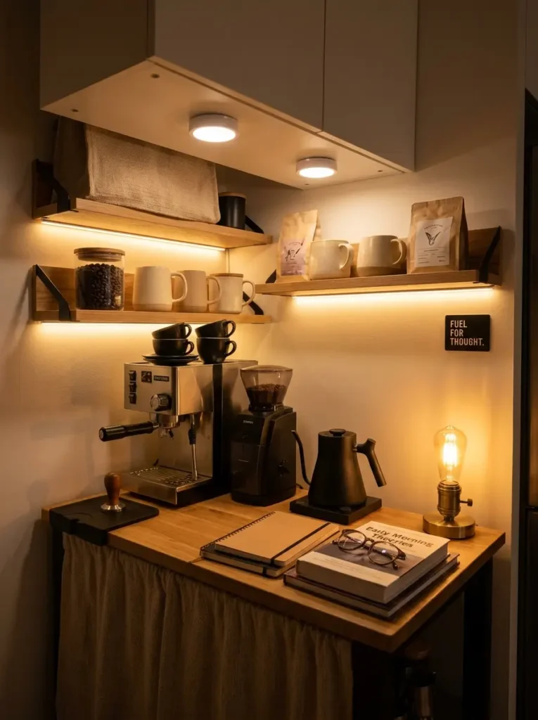 Add Warm Under-Shelf Lighting