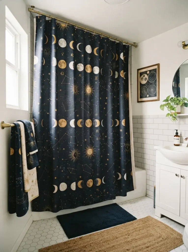 Add a Celestial Shower Curtain With Controlled Pattern
