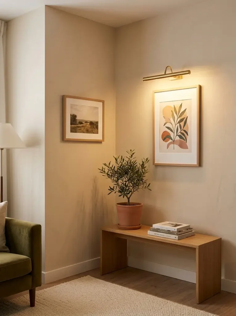Add a Corner Picture Light Above Wall Art