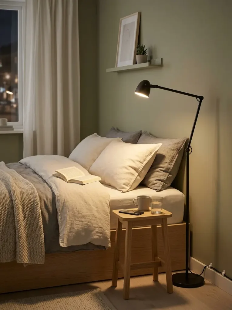 Add a Floor Lamp Beside the Bed Instead of a Nightstand Lamp