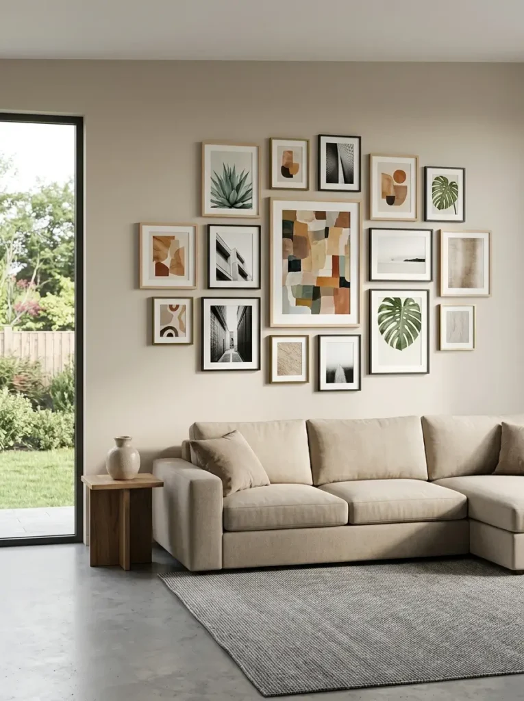 Add a Gallery Wall Above the Beige Couch