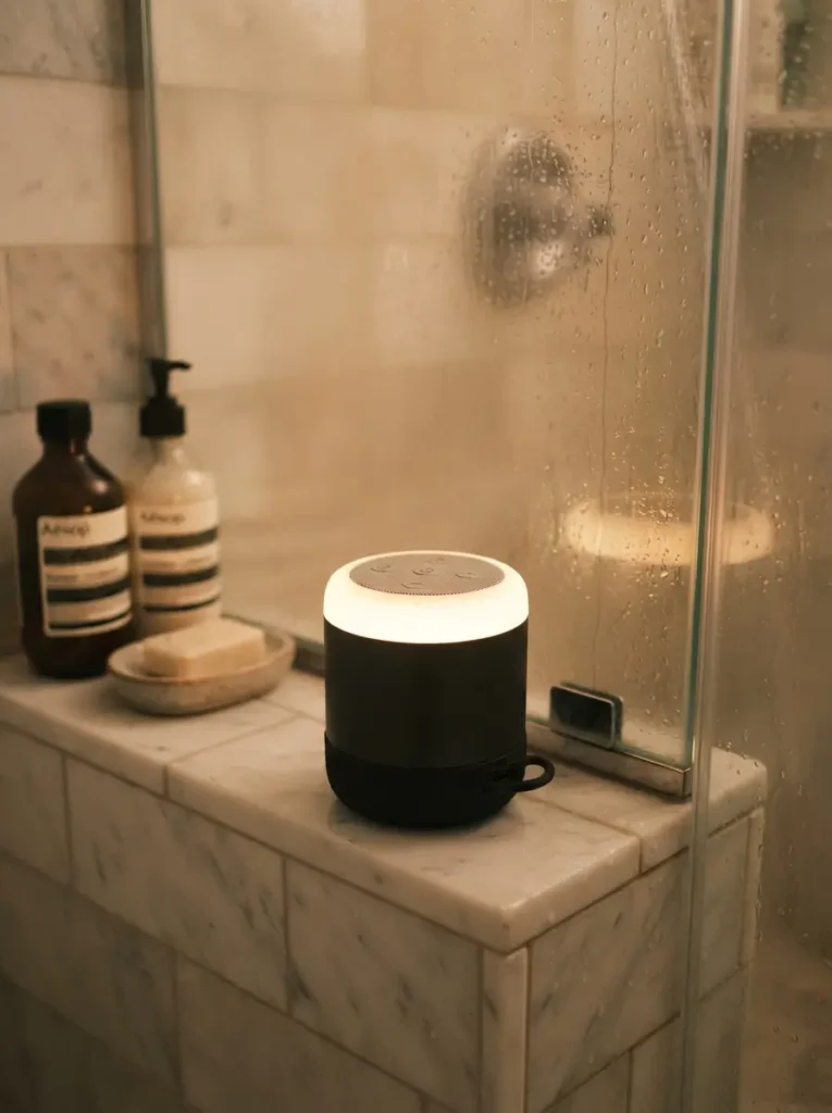 Add a Lighted Shower Speaker Outside the Spray