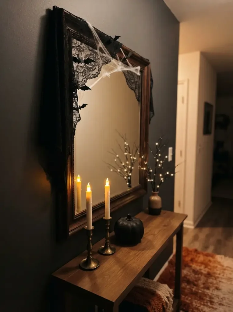 Add a Spooky Mirror Moment Above the Entry Table