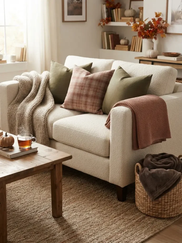 Add a chunky throw blanket with purpose