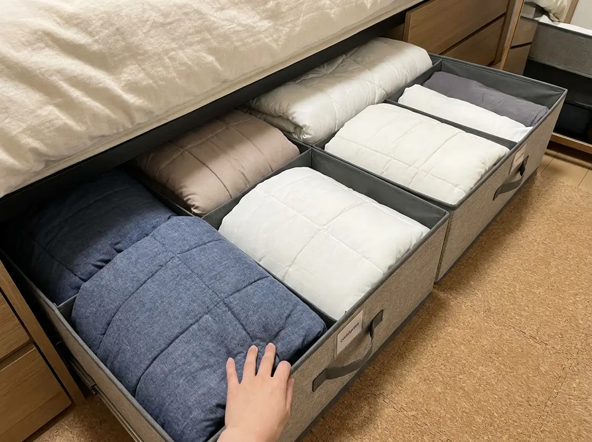Apartment Comforter Storage Ideas for Stress Free Swaps