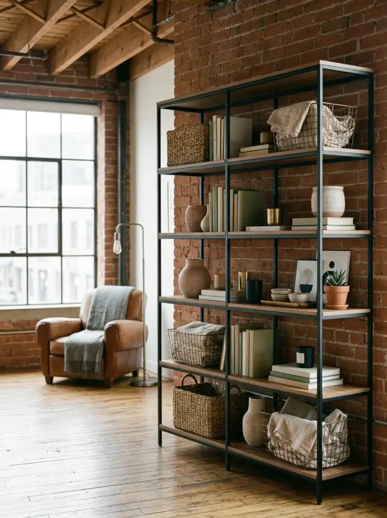 Black Metal Shelving for Chic Open Storage