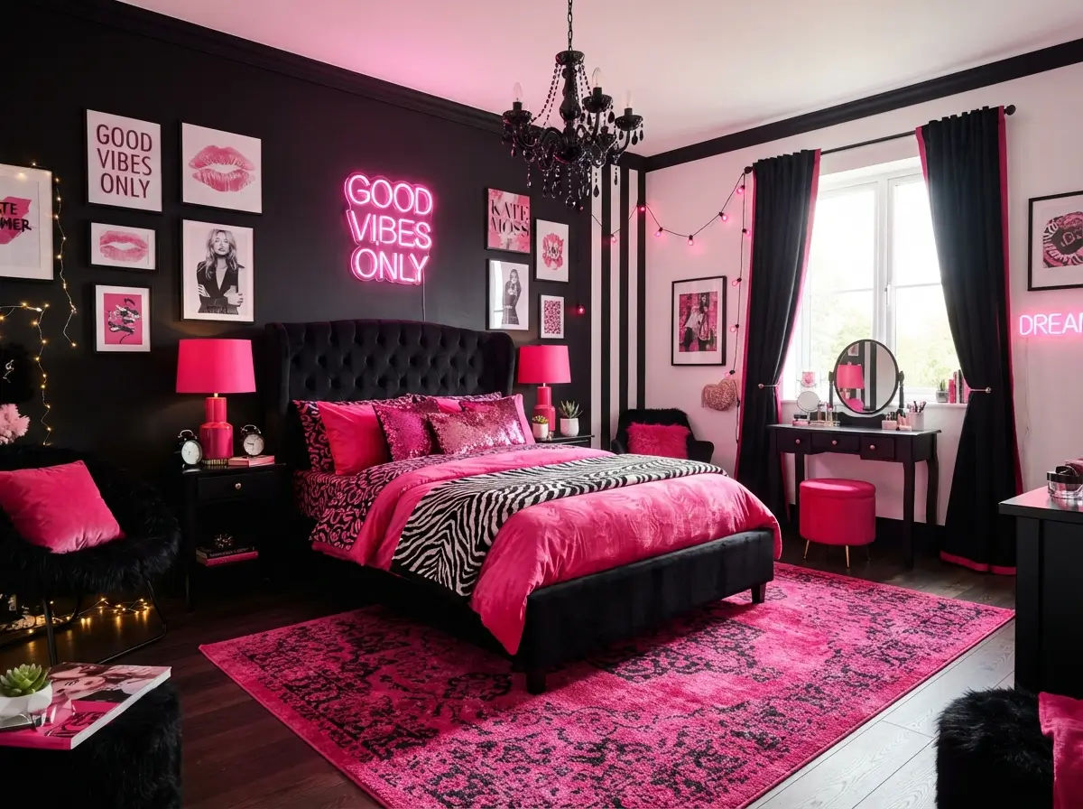 Black and Hot Pink Bedroom Ideas for a Bold Makeover
