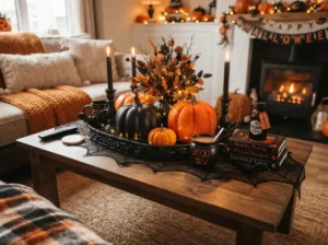 Black and Orange Halloween Coffee Table Decor Ideas