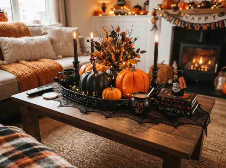 Black and Orange Halloween Coffee Table Decor Ideas