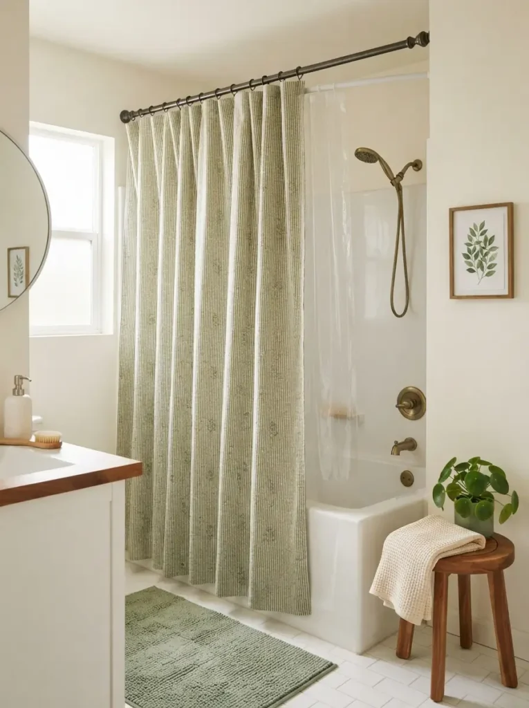 Bring in Soft Pattern Through the Shower Curtain