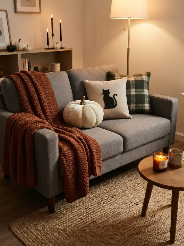 Build a Cozy Sofa With Seasonal Pillows and Throws