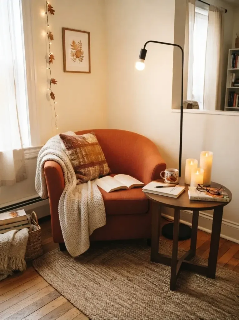 Build a Reading Corner With Candles and a Floor Lamp