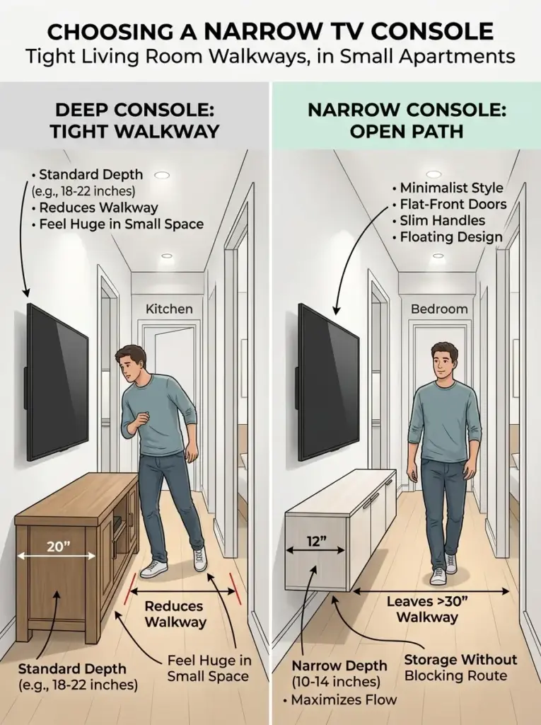 Choose a Narrow Console for Tight Walkways
