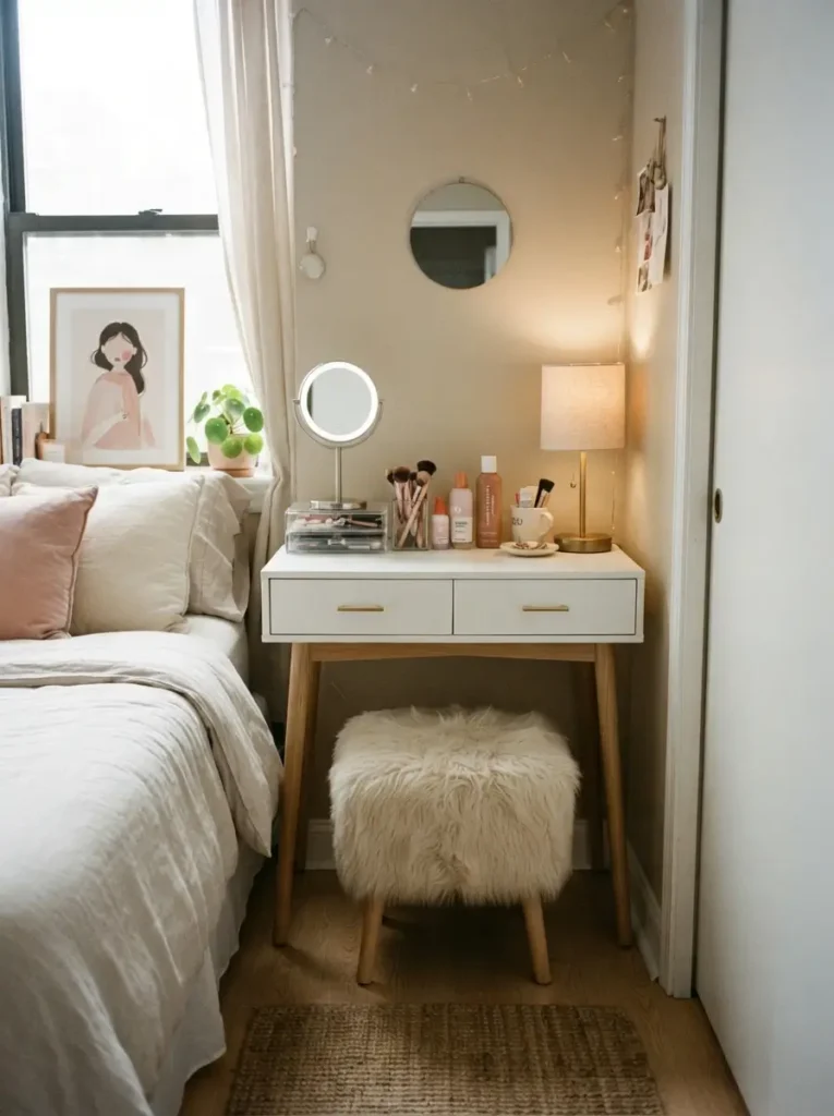 Choose a Slim Vanity Table That Fits the Wall