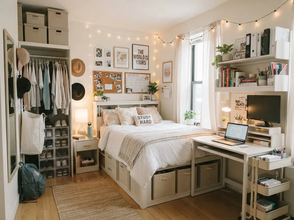 College Apartment Bedroom Decor Ideas for Organized Rooms