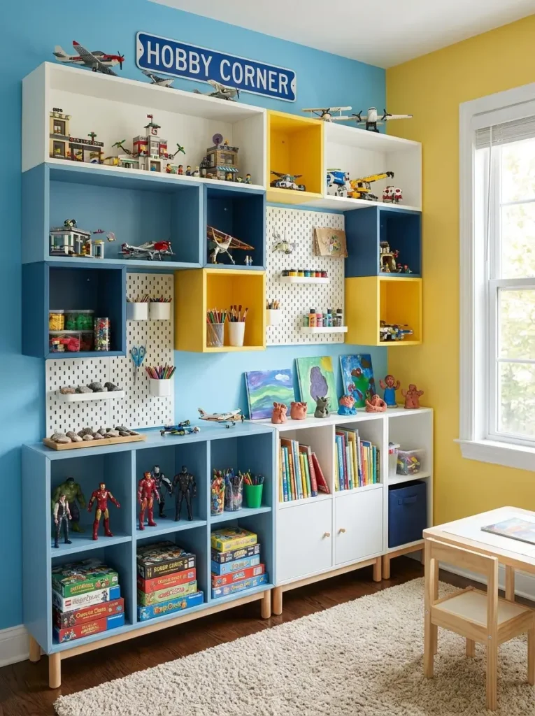 Create a Kids or Hobby Shelf Wall