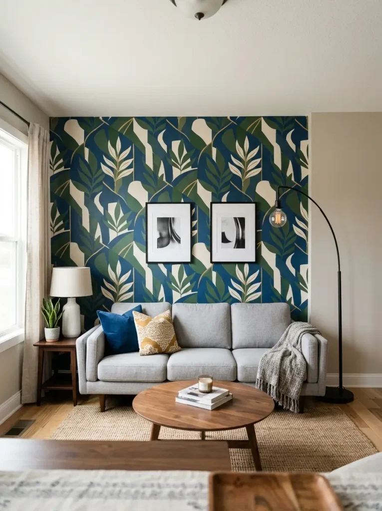 Create a Peel Stick Accent Wall Behind the Sofa