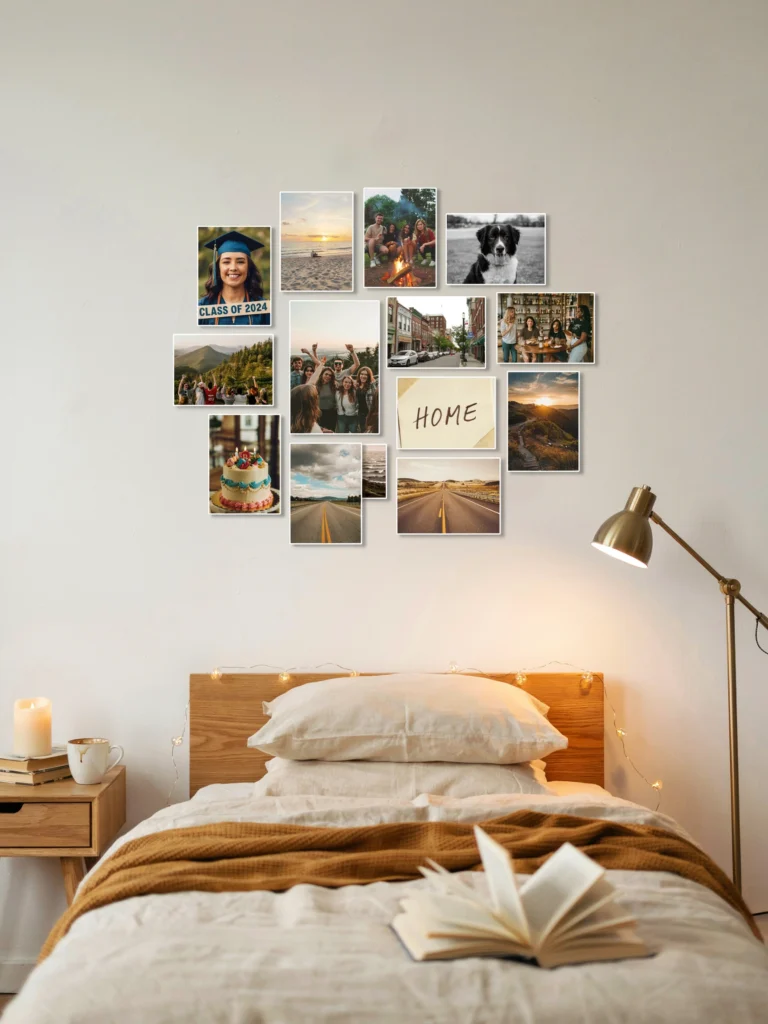 Create a Peel Stick Photo Wall With Removable Tiles