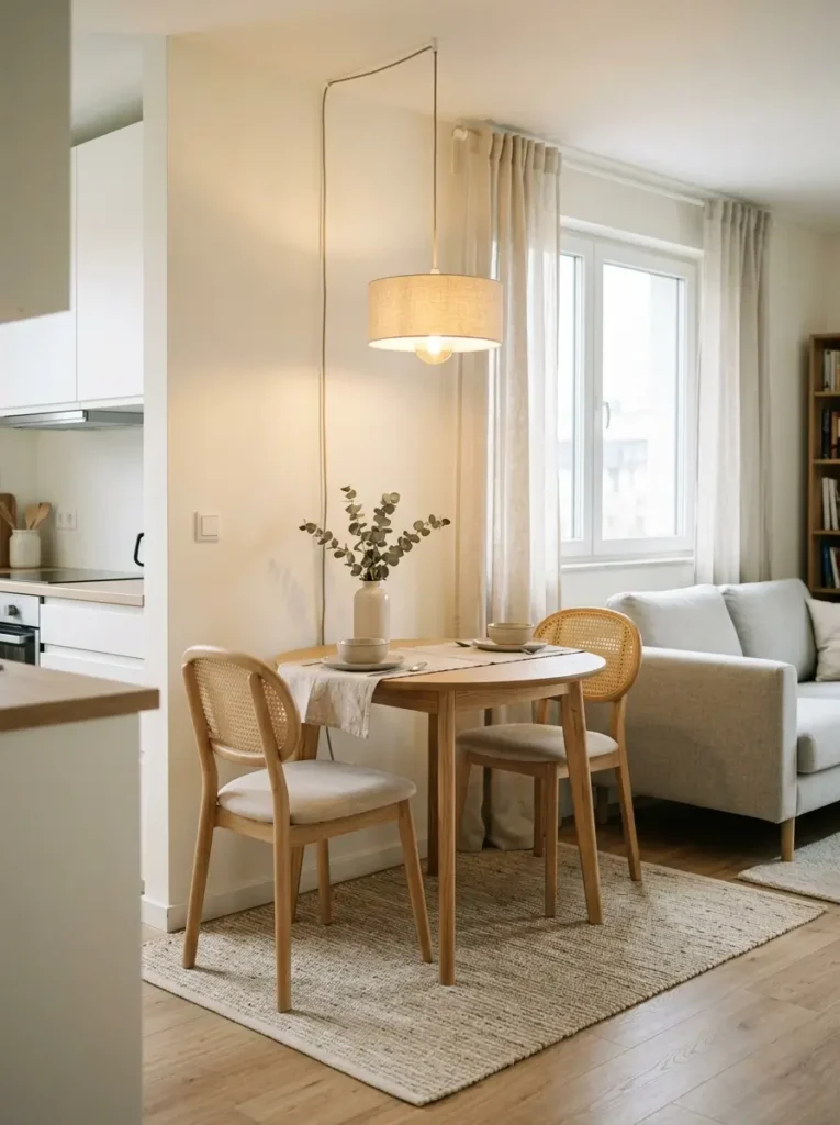 Create a Small Dining Zone With Neutral Layers