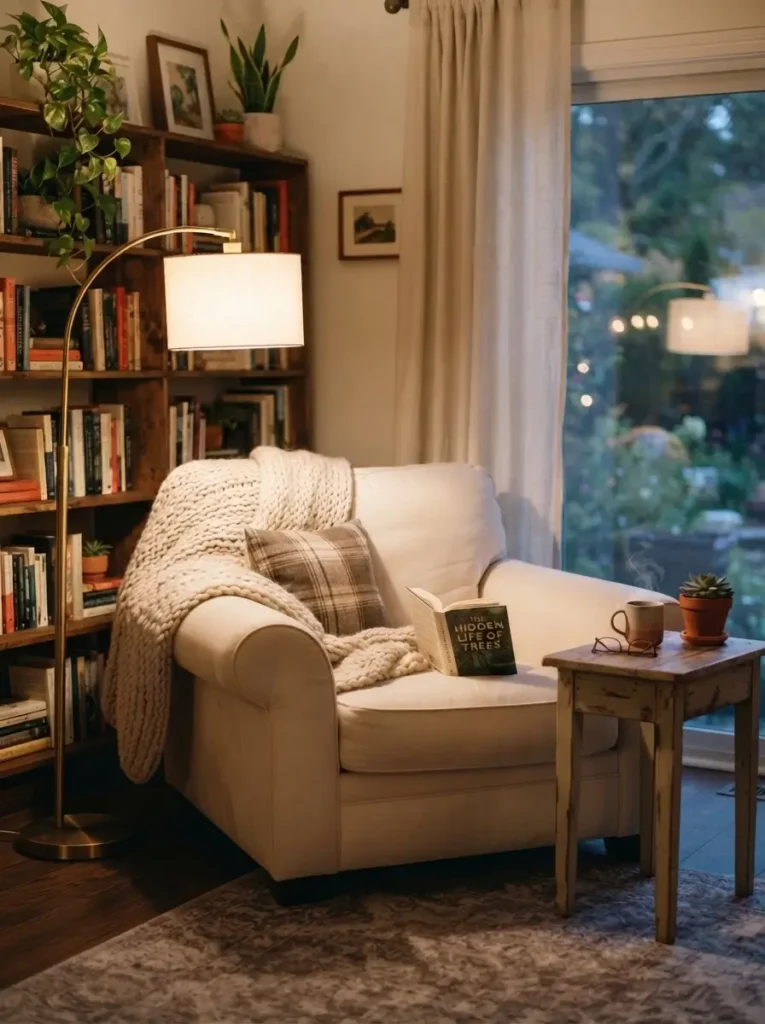 Create a Soft Reading Corner with a Floor Lamp