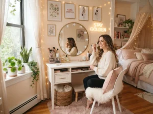 Cute Apartment Decor for Girls With Vanity Corner Ideas
