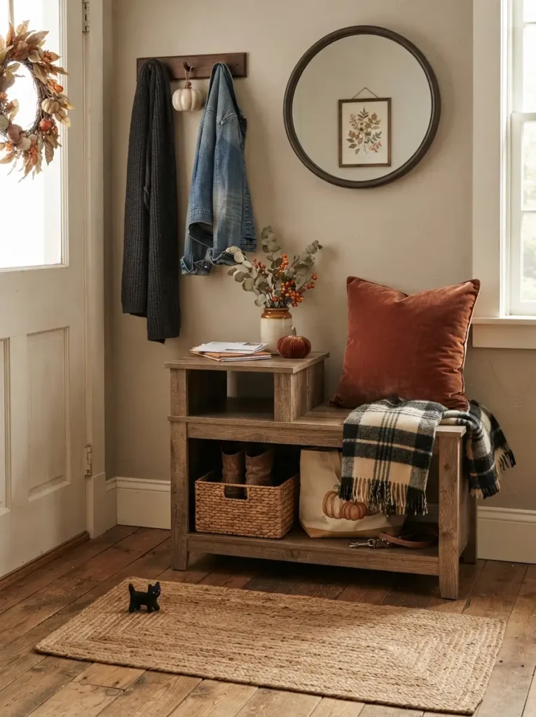 Decorate a Small Bench with Seasonal Textiles