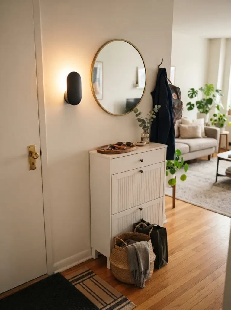 Decorate an Entry Corner with a Warm Welcome Light