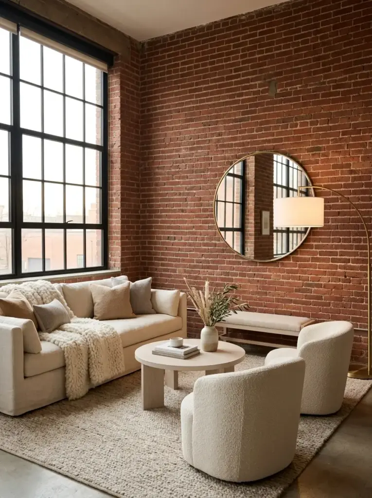 Exposed Brick Walls with Soft Modern Touches
