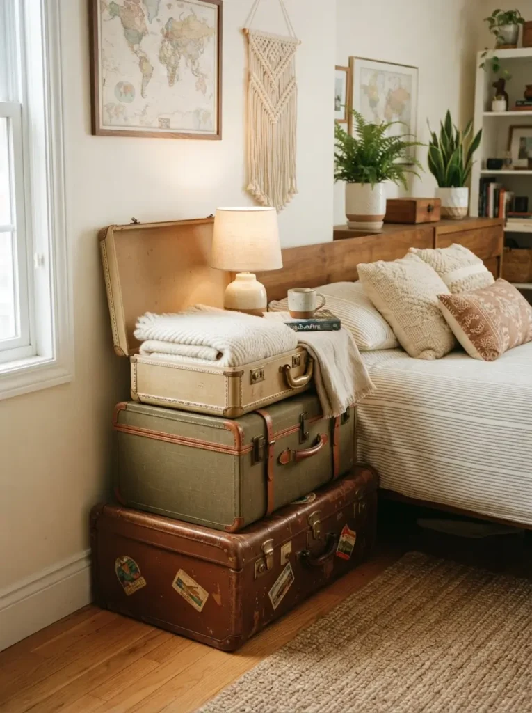 Hide Blankets Inside Decorative Suitcases