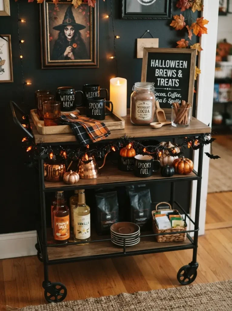 Make a Small Bar Cart or Drink Station Look Seasonal