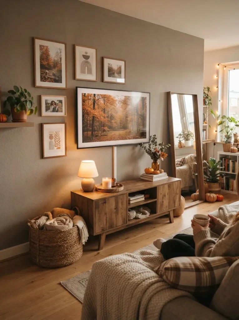Make the TV area feel warmer