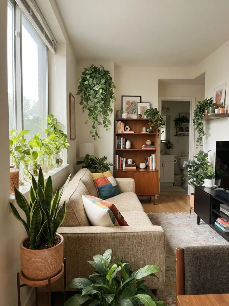 Mix Real and Faux Plants in Low-Light Rooms