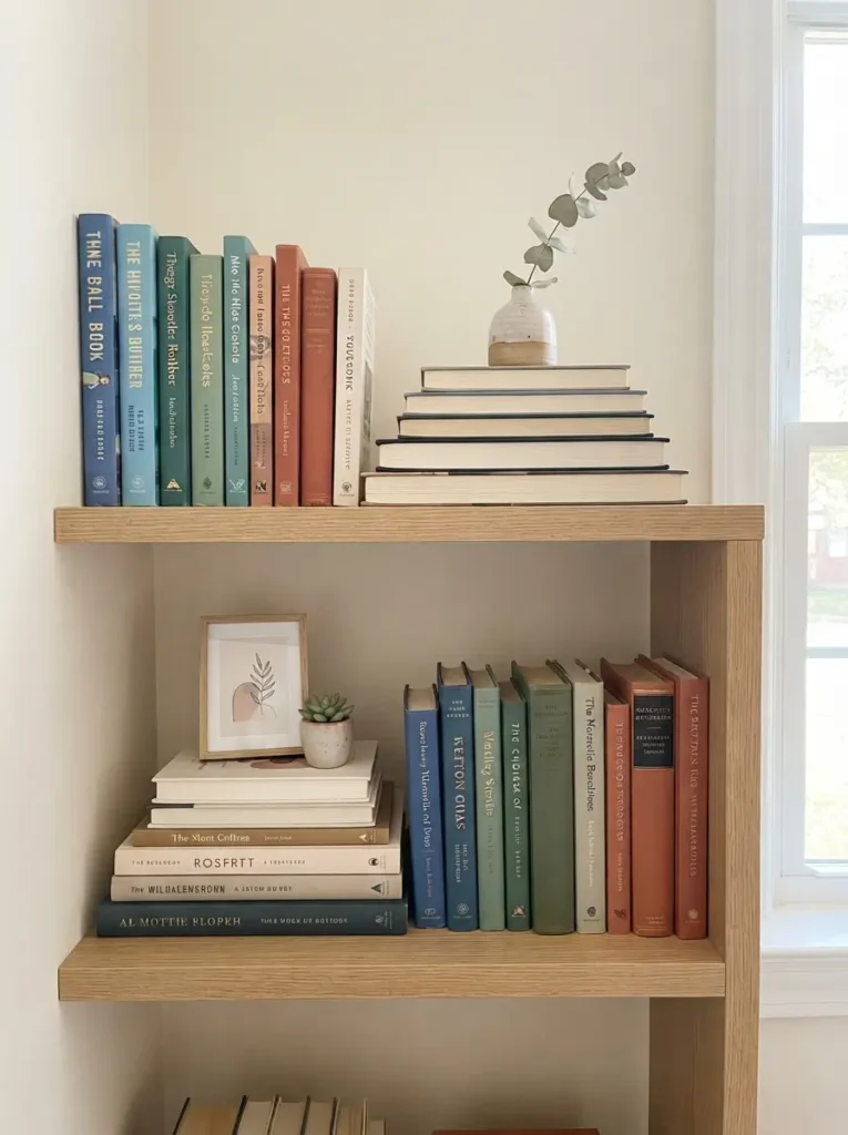 Mix Vertical Books With Horizontal Stacks