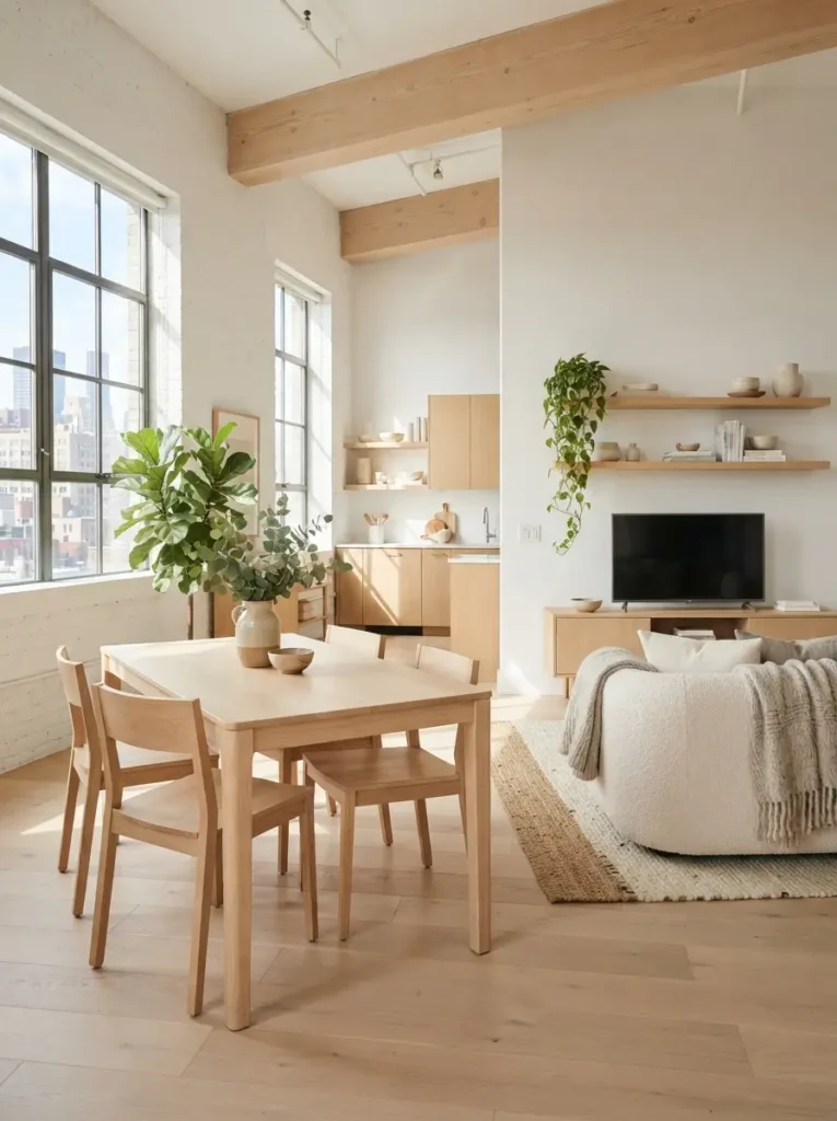 Open Loft with Light Wood Touches