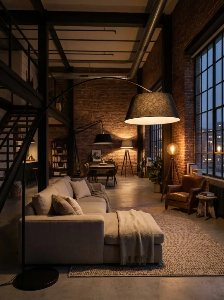 Oversized Floor Lamps for Warm Loft Glow