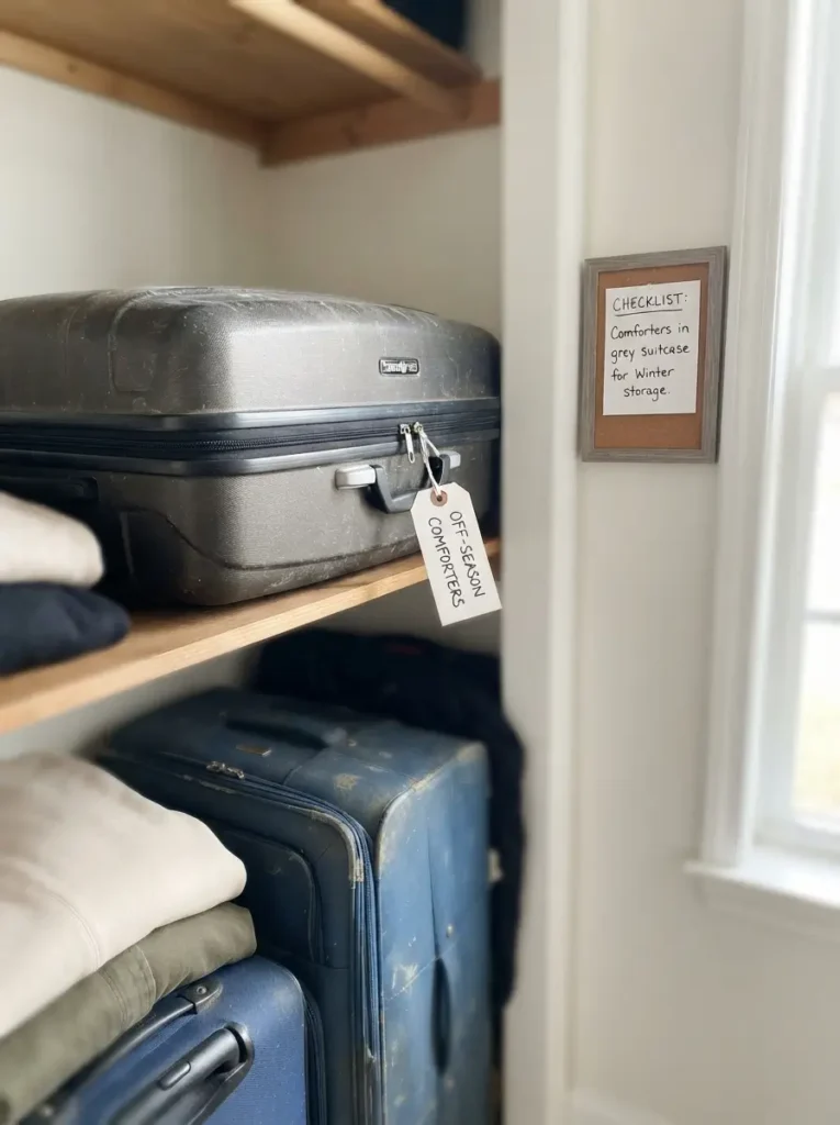 Place Comforters Inside Empty Luggage